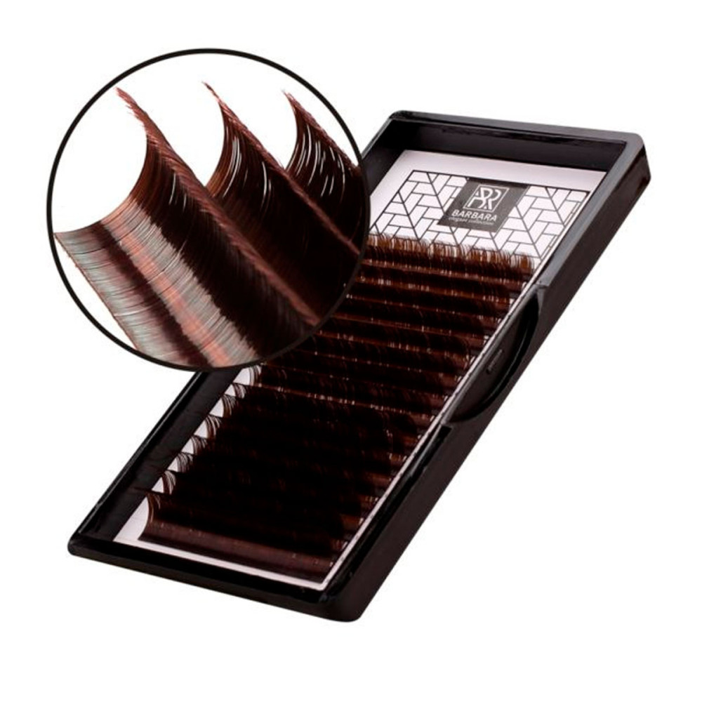 Коричневые ресницы Горький шоколад Barbara Микс, изгиб L+, толщина 0.07, длина микс от 7 мм до 12 мм