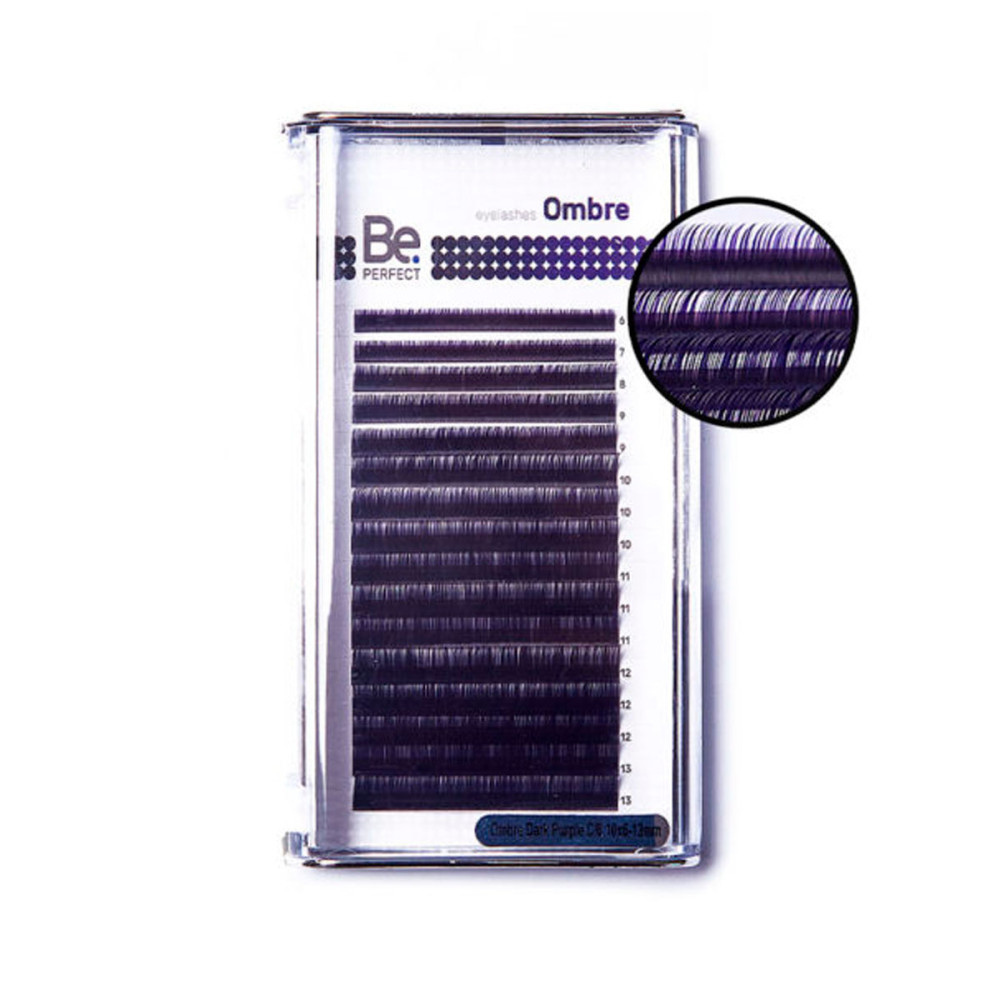Цветные ресницы Be Perfect Ombre Purple mix 16 линий, изгиб D, толщина 0.07, длина микс от 6 мм до 13 мм