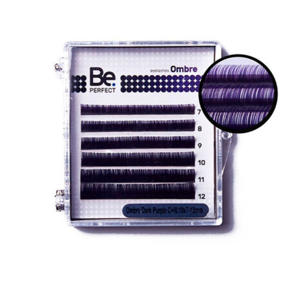 Цветные ресницы Be Perfect Ombre Purple mini mix 6 линий, изгиб D, толщина 0.07, длина микс от 7 мм до 12 мм