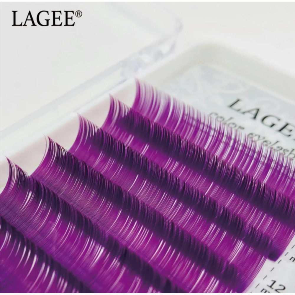 Цветные ресницы LAGEE отдельные длины, изгиб С, толщина 0.12, длина 9 мм, цвет фиолетовый