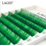 Цветные ресницы LAGEE отдельные длины, изгиб С, толщина 0.12, длина 9 мм, цвет зеленый